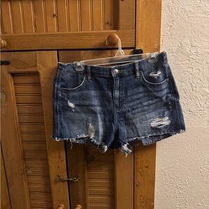 Aerie Elastic Distressed Jean Shorts